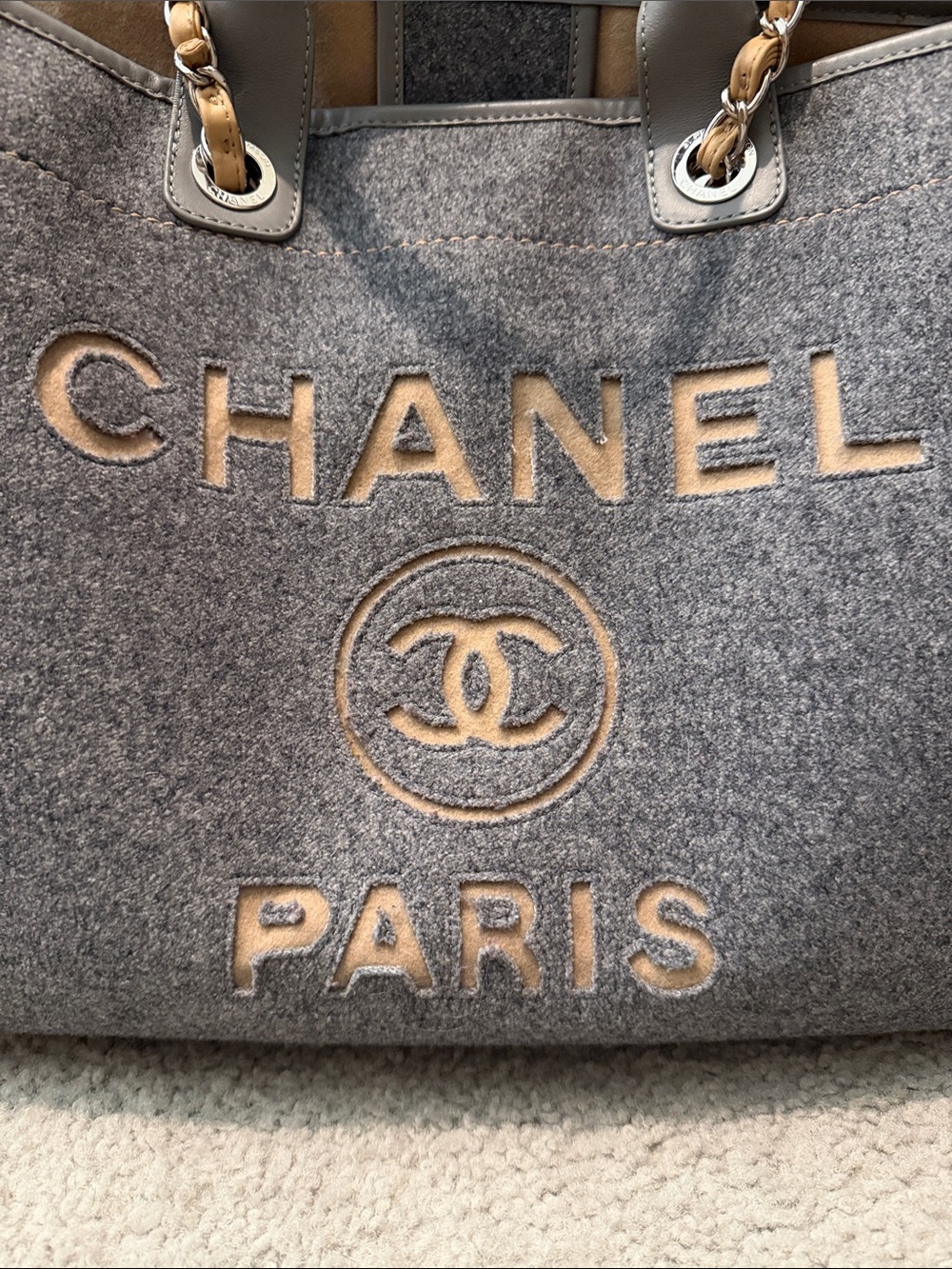 CHANEL Gray Deauville Tote-RARE! - Picture 3 of 15